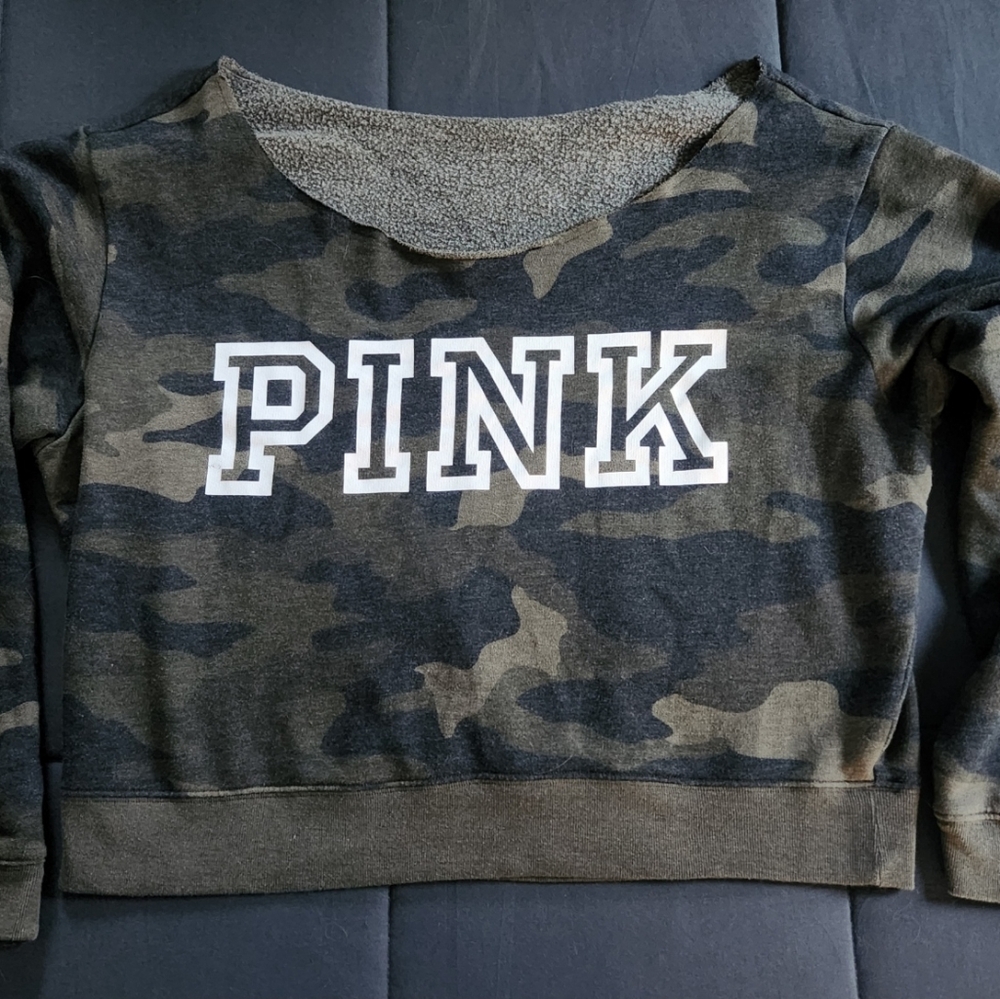 Pink Victoria's Secret Camo Crop Top